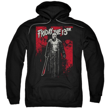 Black pullover hoodie with Friday The 13th Drip graphic
