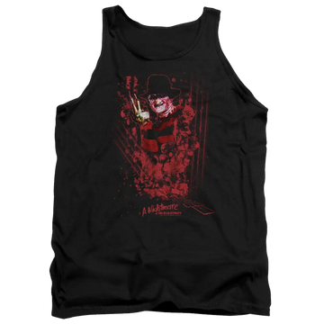 Black men's tank with A Nightmare on Elm Street One Two Freddys Coming For You graphic