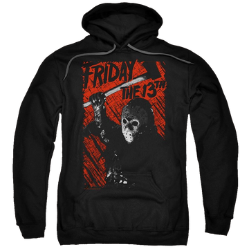 Black pullover hoodie with Friday The 13th Jason Lives graphic