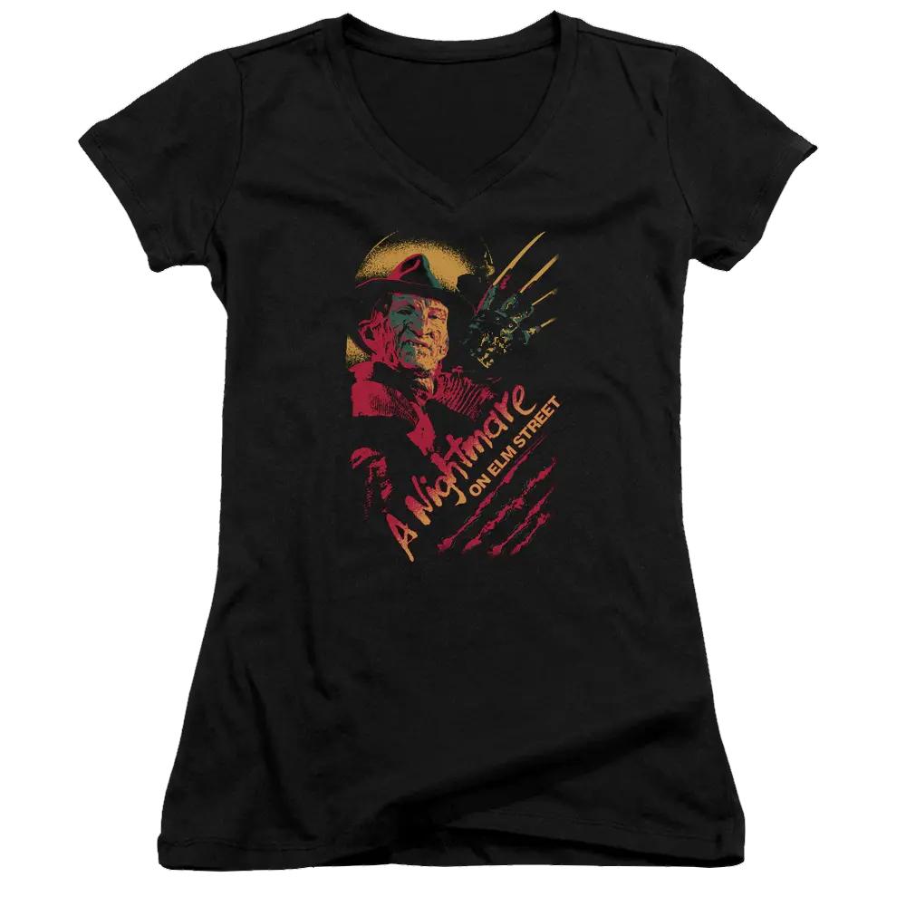 A Nightmare on Elm Street Freddy Claws - Juniors V-Neck T-Shirt A Nightmare on Elm Street