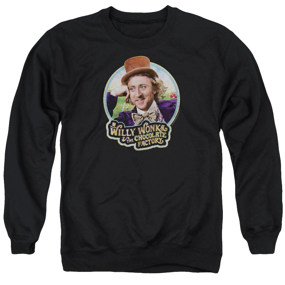 Willy Wonka & the Chocolate Factory Its Scrumdiddlyumptious Men's Crewneck Sweatshirt Men's Crewneck Sweatshirt Willy Wonka and the Chocolate Factory