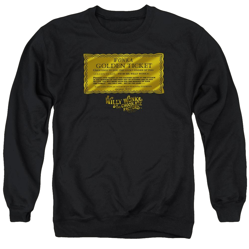 Willy Wonka & the Chocolate Factory Golden Ticket Men's Crewneck Sweatshirt Men's Crewneck Sweatshirt Willy Wonka and the Chocolate Factory