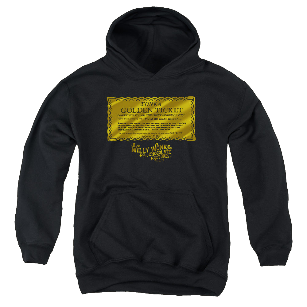 Willy Wonka and the Chocolate Factory Golden Ticket - Youth Hoodie Youth Hoodie (Ages 8-12) Willy Wonka and the Chocolate Factory