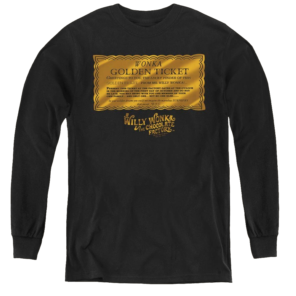 Willy Wonka And The Chocolate Factory Golden Ticket - Youth Long Sleeve T-Shirt Youth Long Sleeve T-Shirt Willy Wonka and the Chocolate Factory