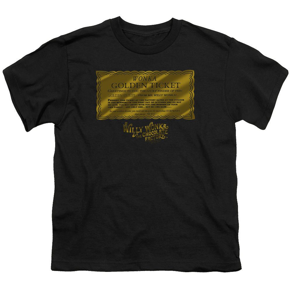 Willy Wonka and the Chocolate Factory Golden Ticket - Youth T-Shirt Youth T-Shirt (Ages 8-12) Willy Wonka and the Chocolate Factory
