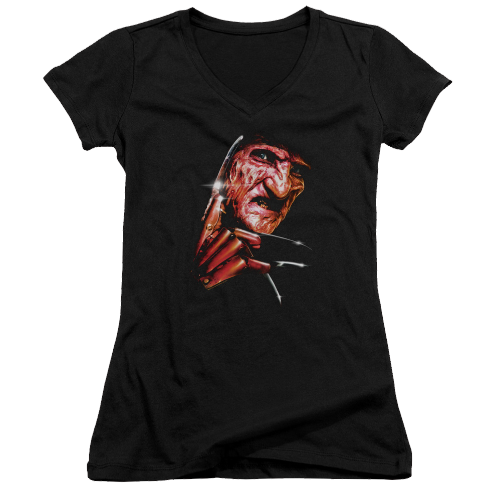 A Nightmare on Elm Street Freddys Face - Juniors V-Neck T-Shirt Juniors V-Neck T-Shirt A Nightmare on Elm Street