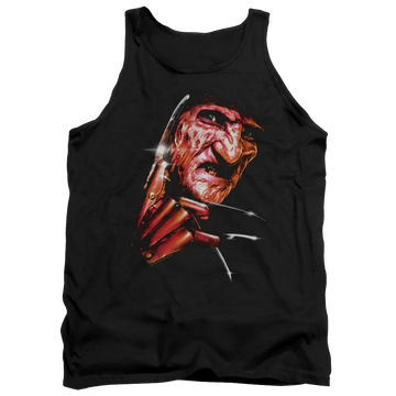 Black men's tank with A Nightmare on Elm Street Freddys Face graphic