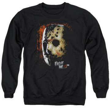 Black men's crewneck sweatshirt with Friday The 13th Mask Of Death graphic