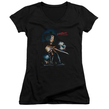 A Nightmare on Elm Street Elm Street Poster - Juniors V-Neck T-Shirt A Nightmare on Elm Street