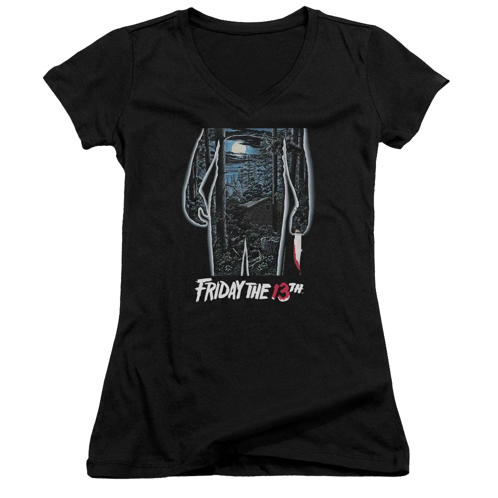 Friday The 13th 13th Poster - Juniors V-Neck T-Shirt Juniors V-Neck T-Shirt Friday The 13th