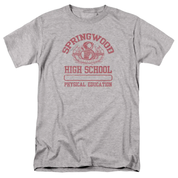 Athletic heather men's regular fit t-shirt with A Nightmare on Elm Street Springwood High graphic