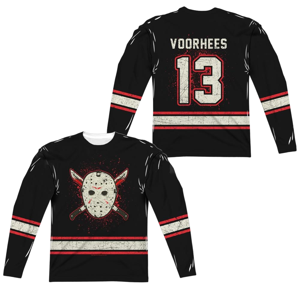 Friday The 13th Voorhees Jersey - Men's All-Over Print Long Sleeve T-Shirt Men's All-Over Print Long Sleeve Friday The 13th