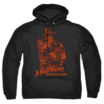 Black pullover hoodie with A Nightmare on Elm Street Chest Of Souls graphic
