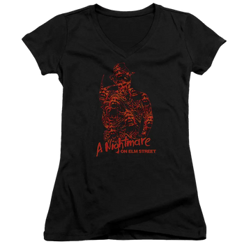 A Nightmare on Elm Street Chest Of Souls - Juniors V-Neck T-Shirt A Nightmare on Elm Street