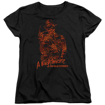 Black women's t-shirt with A Nightmare on Elm Street Chest Of Souls graphic