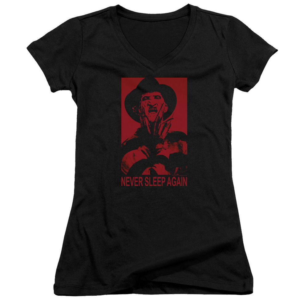 A Nightmare on Elm Street Never Sleep Again - Juniors V-Neck T-Shirt Juniors V-Neck T-Shirt A Nightmare on Elm Street