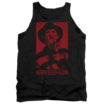 Black men's tank with A Nightmare on Elm Street Never Sleep Again graphic