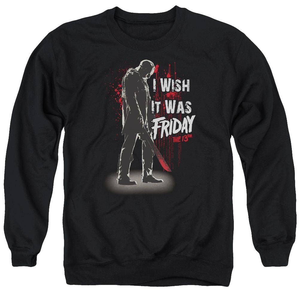 Friday The 13th I Wish It Was Friday - Men's Crewneck Sweatshirt Men's Crewneck Sweatshirt Friday The 13th