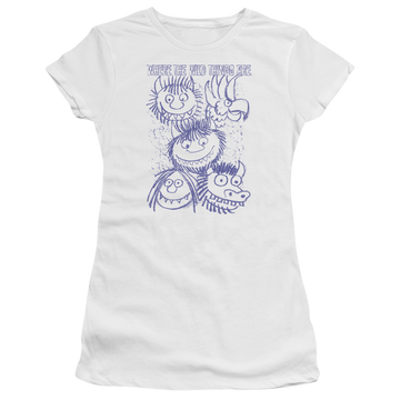 White juniors t-shirt with Where The Wild Things Are Wild Sketch graphic