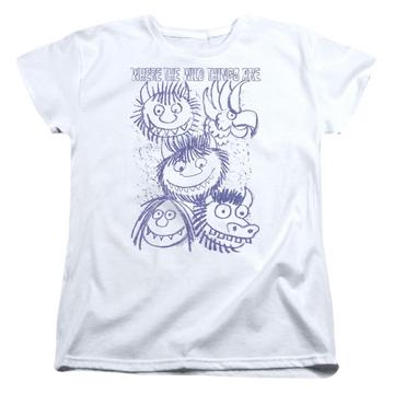 White women's t-shirt with Where The Wild Things Are Wild Sketch graphic