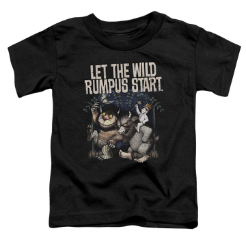 Black toddler t-shirt with Where The Wild Things Are Wild Rumpus graphic