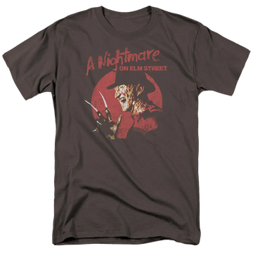 Charcoal men's regular fit t-shirt with A Nightmare on Elm Street Freddy Circle graphic