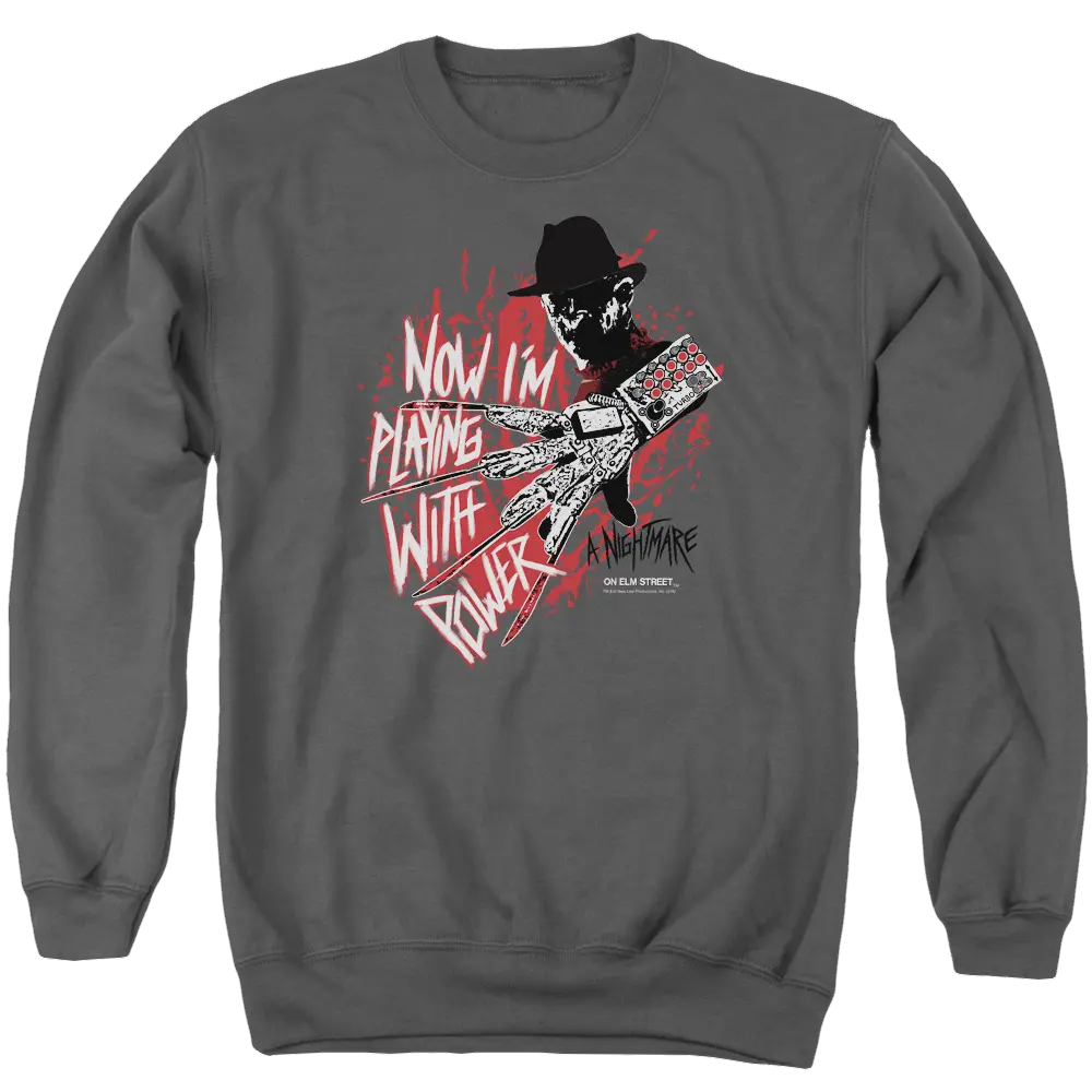 A Nightmare on Elm Street Playing With Power - Men's Crewneck Sweatshirt A Nightmare on Elm Street