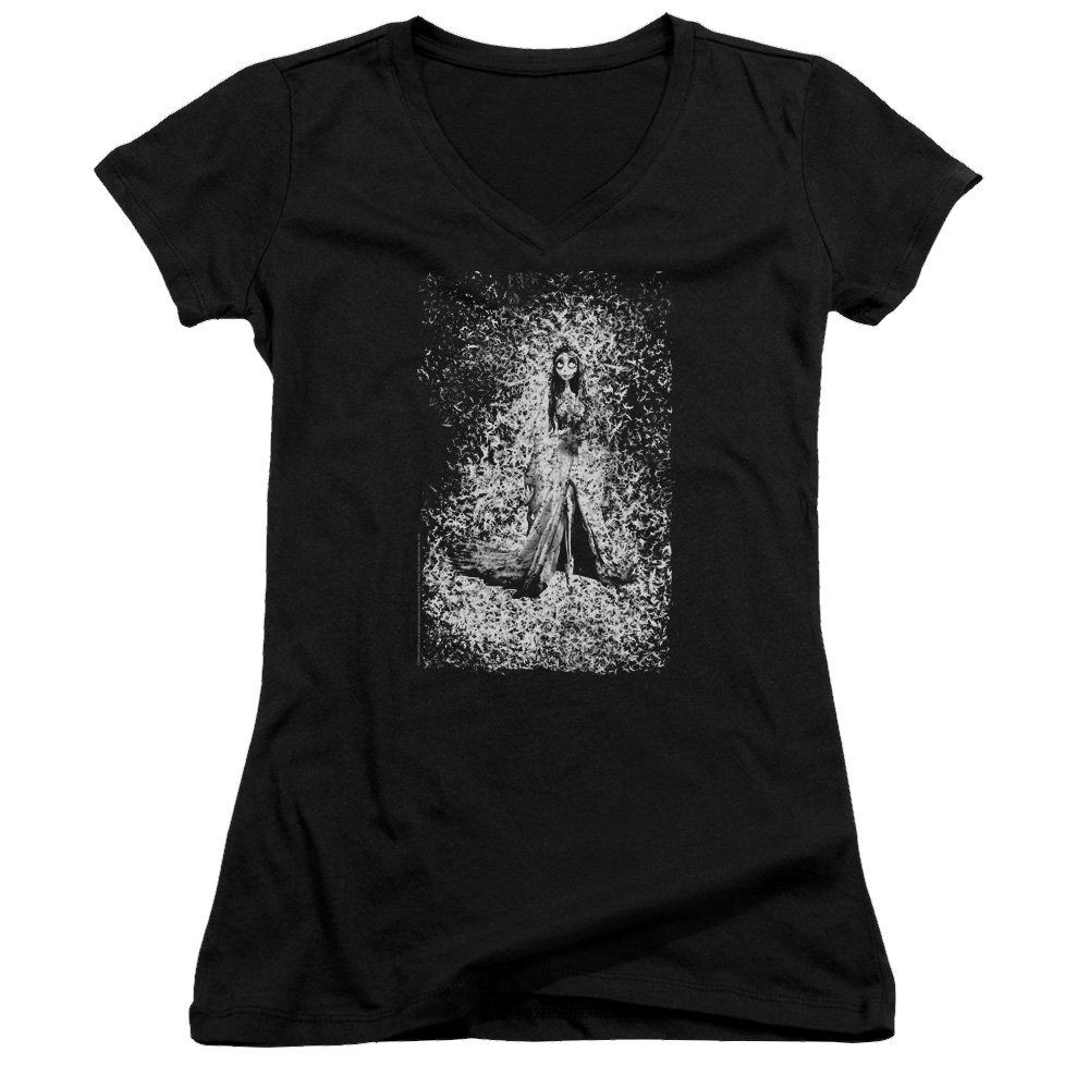 Corpse Bride Bird Dissolve - Juniors V-Neck T-Shirt Juniors V-Neck T-Shirt Corpse Bride