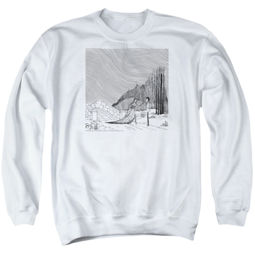 White men's crewneck sweatshirt with Corpse Bride My Darling graphic
