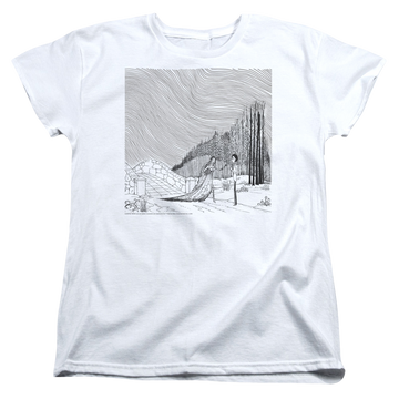 White women's t-shirt with Corpse Bride My Darling graphic