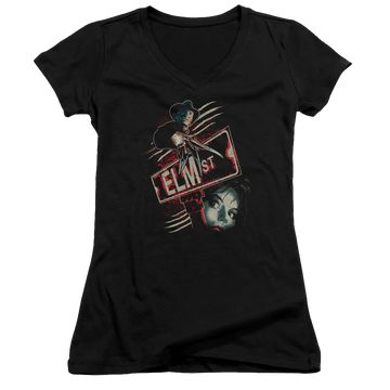 A Nightmare on Elm Street Elm St - Juniors V-Neck T-Shirt A Nightmare on Elm Street