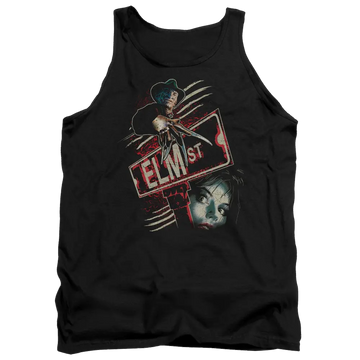 Black men's tank with A Nightmare on Elm Street Elm St graphic