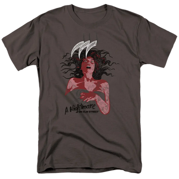 Charcoal men's regular fit t-shirt with A Nightmare on Elm Street Illustrated European Poster graphic