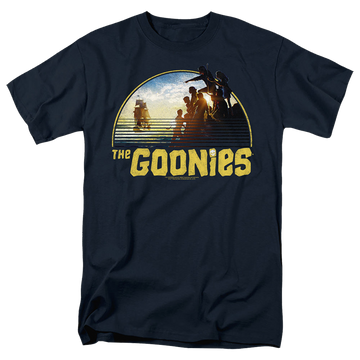 Navy men's regular fit t-shirt with The Goonies Pirate Ship graphic