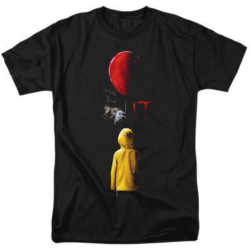 Black men's regular fit t-shirt with IT Red Balloon graphic