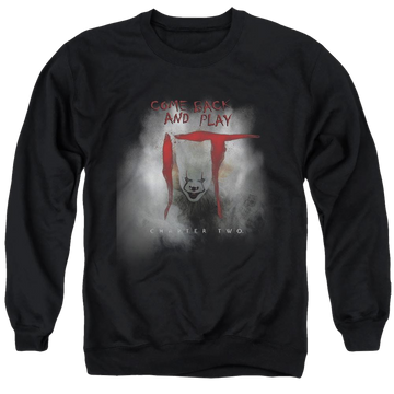 Black men's crewneck sweatshirt with IT Come Back And Play graphic