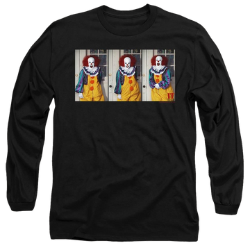 Black men's long sleeve t-shirt with IT Tv Miniseries Joke graphic