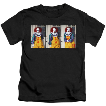 Black kid's t-shirt for ages 4 to 7 with IT TV Miniseries Joke graphic