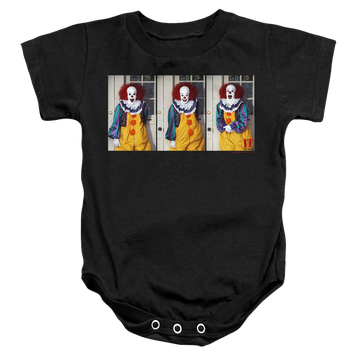 Black baby bodysuit with IT TV Miniseries Joke graphic