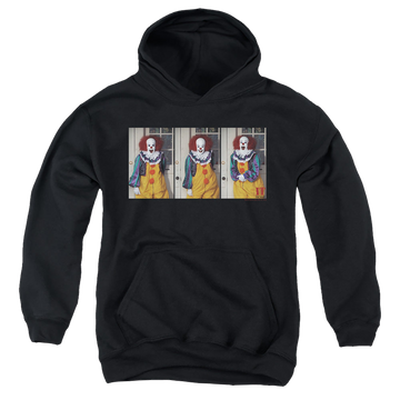 Black youth hoodie for ages 8 to 12 with IT TV Miniseries Joke graphic