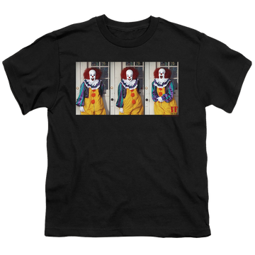 Black youth t-shirt for ages 8 to 12 with IT TV Miniseries Joke graphic