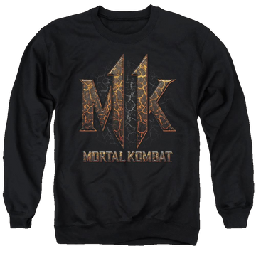 Black men's crewneck sweatshirt with Mortal Kombat Mk11 Lava graphic