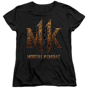 Black women's t-shirt with Mortal Kombat Mk11 Lava graphic