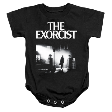 Black baby bodysuit with Exorcist Poster graphic