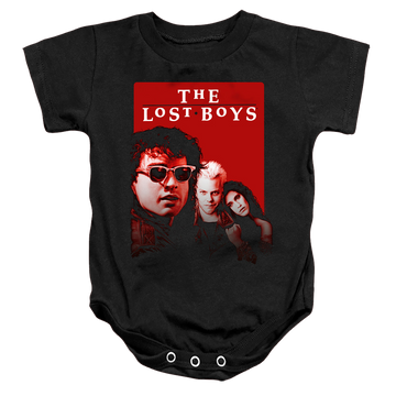 Black baby bodysuit with Lost Boys Michael David Star graphic