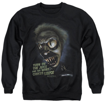 Black men's crewneck sweatshirt with IT Chucks Daughter graphic
