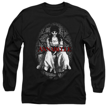 Black men's long sleeve t-shirt with Annabelle graphic