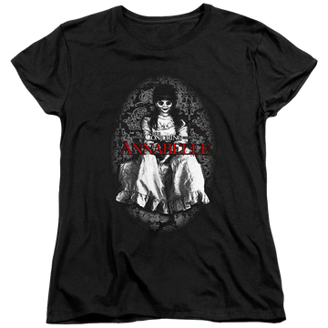 Black women's t-shirt with Annabelle graphic