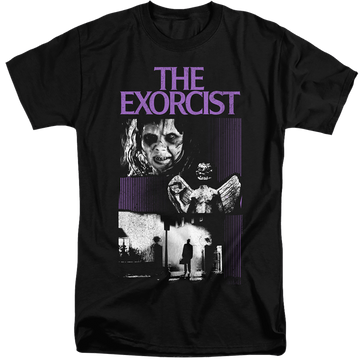 Black men's tall fit t-shirt with Exorcist What An Excellent Day graphic