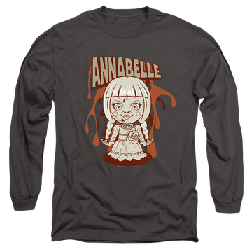 Charcoal men's long sleeve t-shirt with Annabelle Illustration graphic